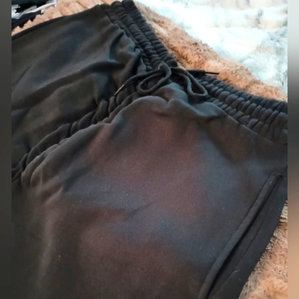 PLT Black Ruched Front Sweatpants